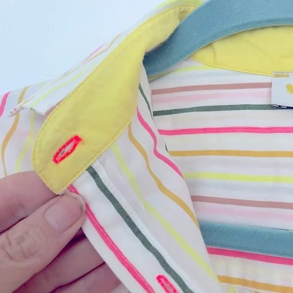 Kerri Rosenthal Pia Button Down Multistripe Shirt With Graphic Heart Size M - Picture 7 of 10